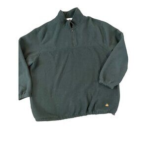 Vintage Brooks Brothers Forest Green Pullover 1/4 Zip Fleece Shirt Sz XL